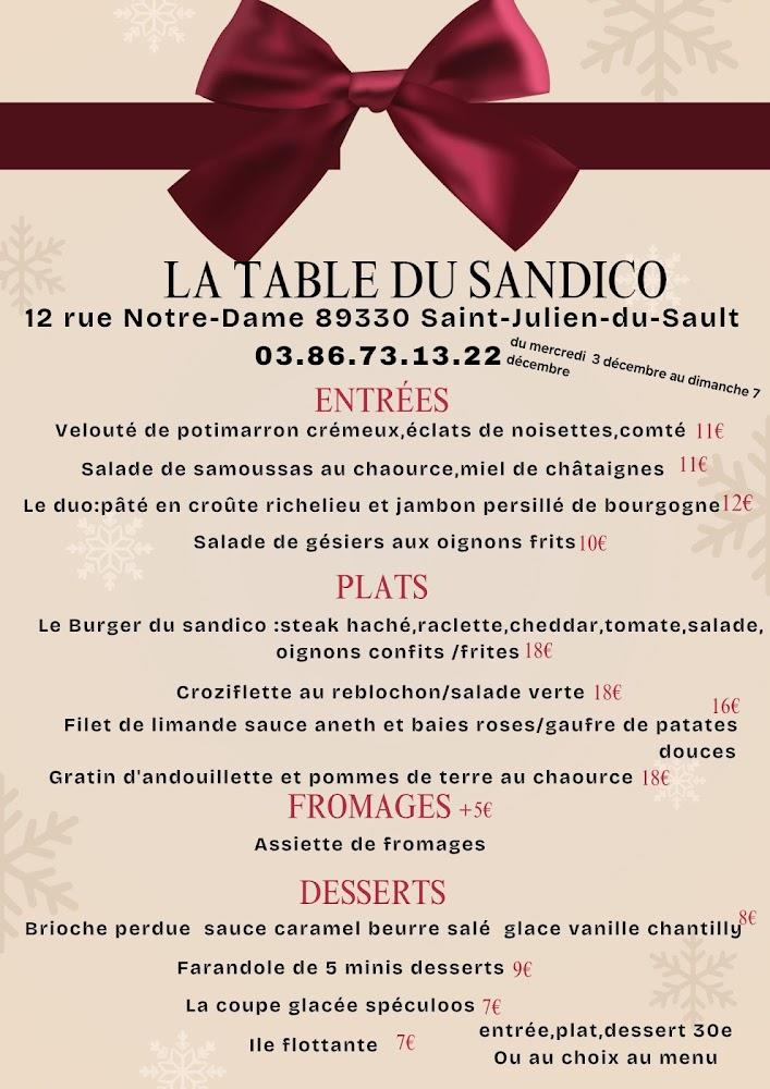 LA TABLE DU SANDICO - Menu Image 1