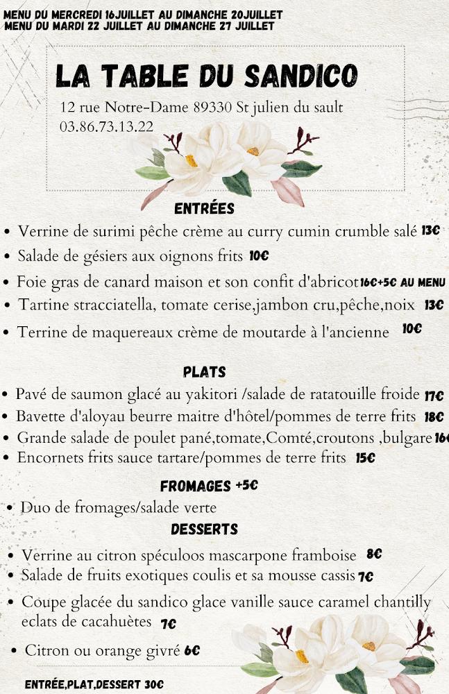 LA TABLE DU SANDICO - Menu Image 3